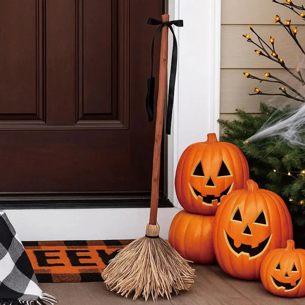 Animated Witch Broom Halloween Decor