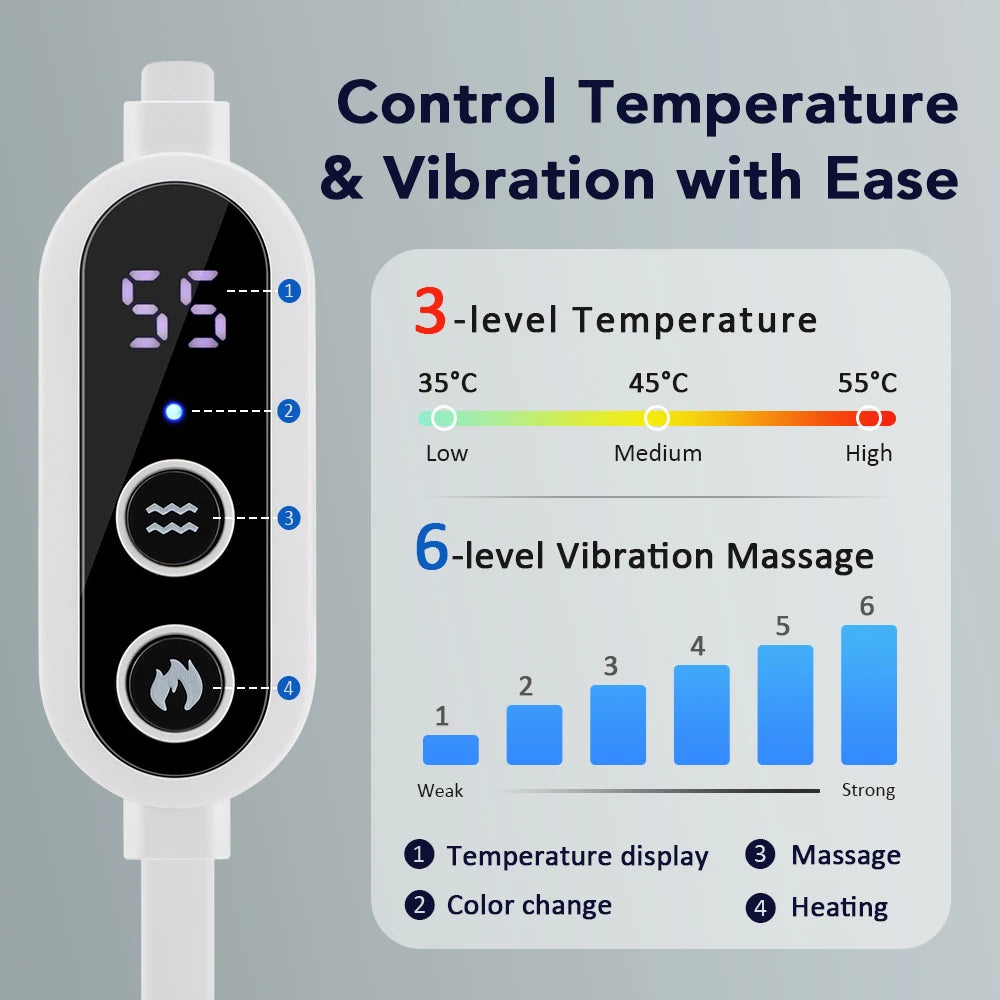 Heated Eye Mask with Vibration Massage – 3 Heat Levels & 6 Modes