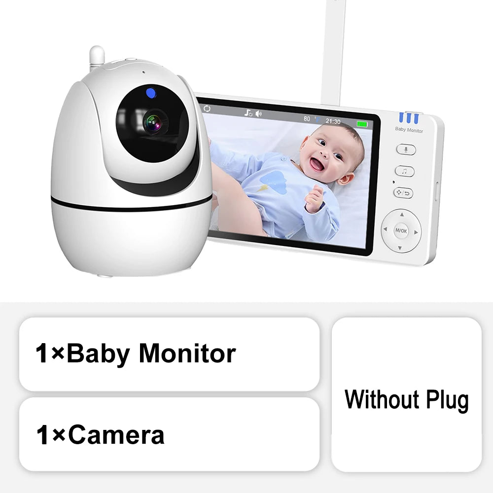 5 Inch Video Baby Monitor with Camera – PTZ Zoom Babyphone with Temperature Sensor, Lullaby & Free Shipping