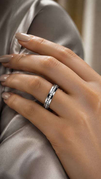 Stainless Steel CZ Band Ring