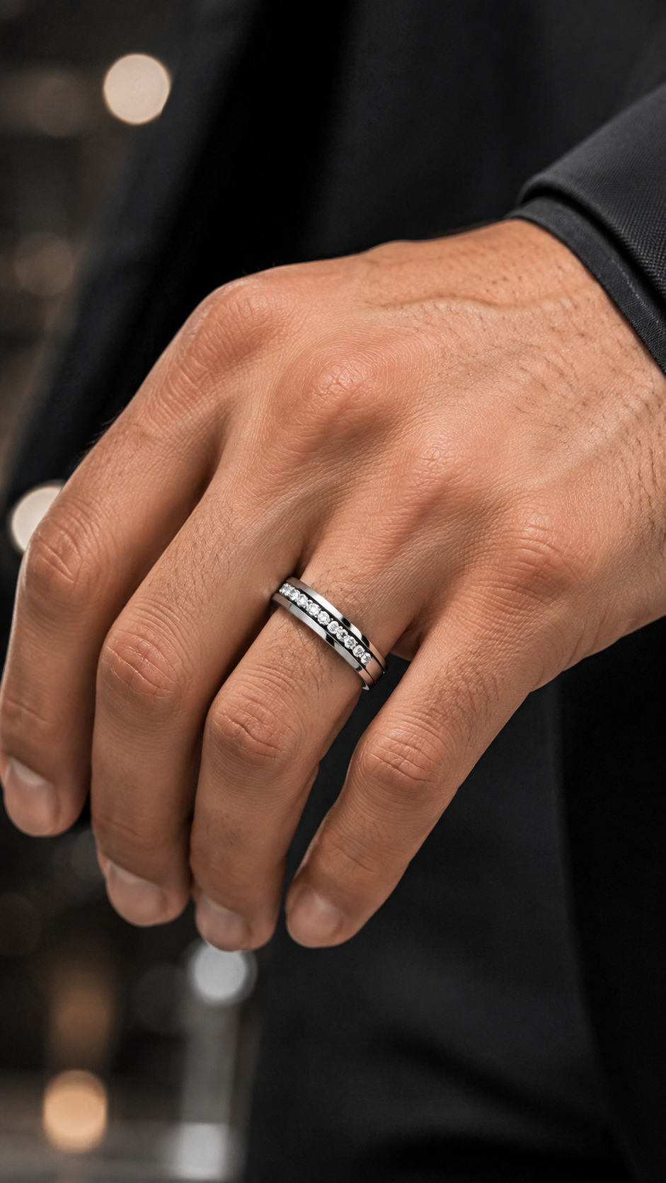 Stainless Steel CZ Band Ring
