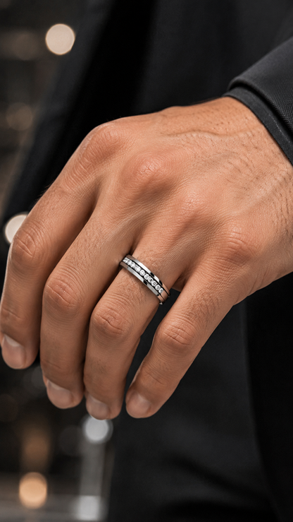 Stainless Steel CZ Band Ring