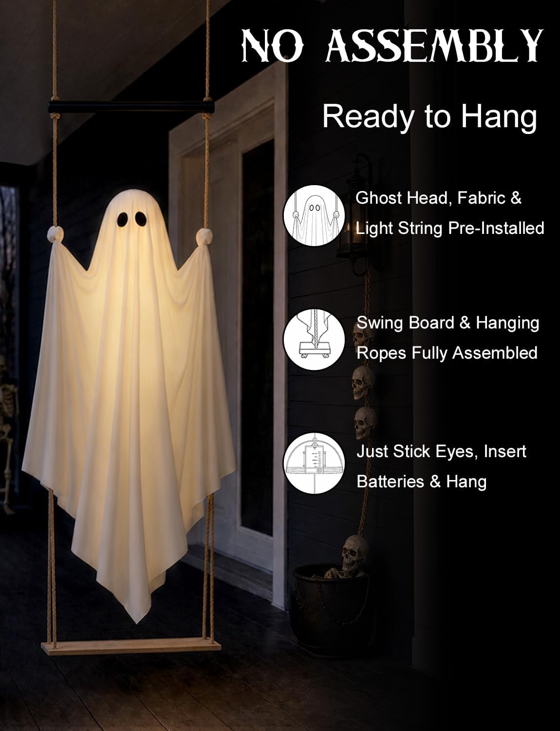 Light-Up Hanging Swing Ghost