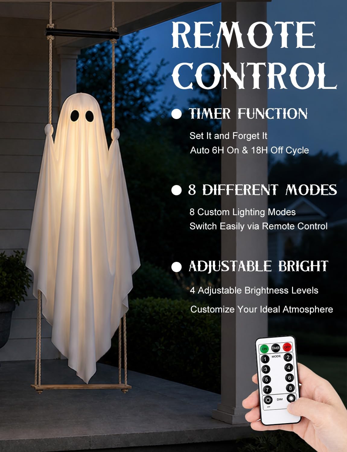Light-Up Hanging Swing Ghost