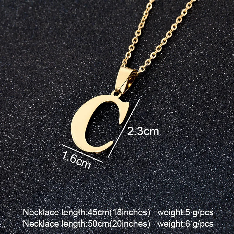 SONYA  A To Z Stainless Steel 26 Letters Initial Necklace For Women Alphabet Necklaces Pendants Friends Family Gifts Necklace