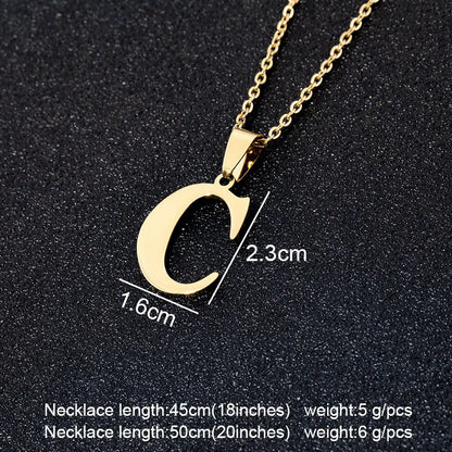 SONYA  A To Z Stainless Steel 26 Letters Initial Necklace For Women Alphabet Necklaces Pendants Friends Family Gifts Necklace