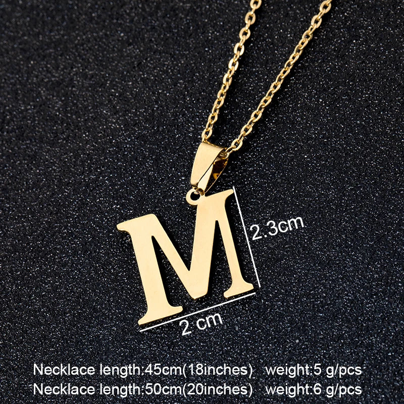 SONYA  A To Z Stainless Steel 26 Letters Initial Necklace For Women Alphabet Necklaces Pendants Friends Family Gifts Necklace