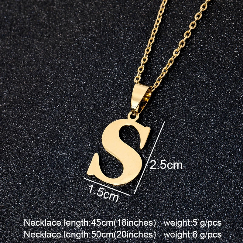 SONYA  A To Z Stainless Steel 26 Letters Initial Necklace For Women Alphabet Necklaces Pendants Friends Family Gifts Necklace