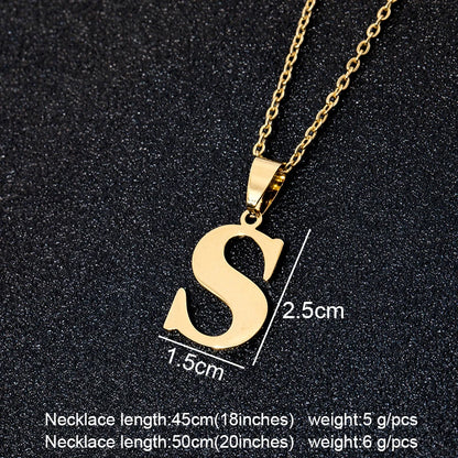 SONYA  A To Z Stainless Steel 26 Letters Initial Necklace For Women Alphabet Necklaces Pendants Friends Family Gifts Necklace