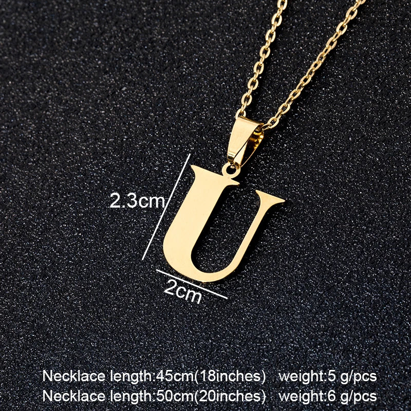 SONYA  A To Z Stainless Steel 26 Letters Initial Necklace For Women Alphabet Necklaces Pendants Friends Family Gifts Necklace