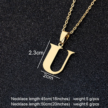 SONYA  A To Z Stainless Steel 26 Letters Initial Necklace For Women Alphabet Necklaces Pendants Friends Family Gifts Necklace