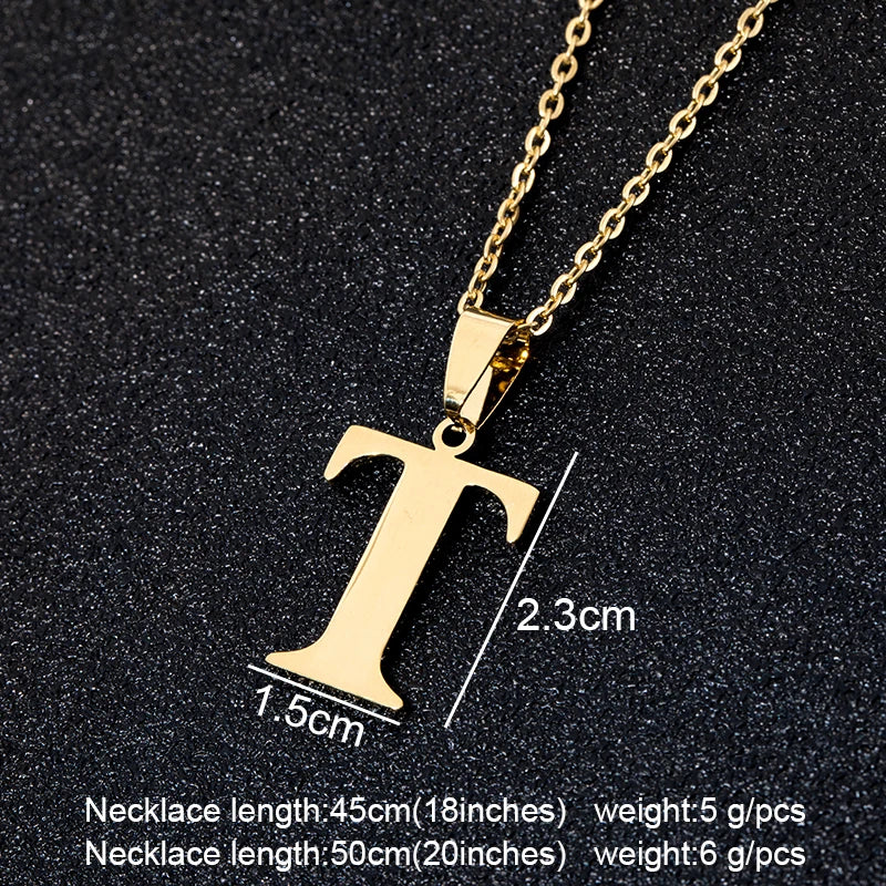 SONYA  A To Z Stainless Steel 26 Letters Initial Necklace For Women Alphabet Necklaces Pendants Friends Family Gifts Necklace