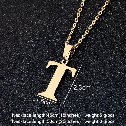 SONYA  A To Z Stainless Steel 26 Letters Initial Necklace For Women Alphabet Necklaces Pendants Friends Family Gifts Necklace