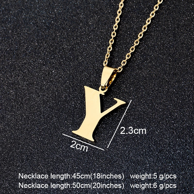 SONYA  A To Z Stainless Steel 26 Letters Initial Necklace For Women Alphabet Necklaces Pendants Friends Family Gifts Necklace