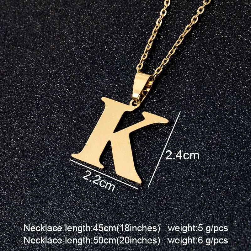 SONYA  A To Z Stainless Steel 26 Letters Initial Necklace For Women Alphabet Necklaces Pendants Friends Family Gifts Necklace