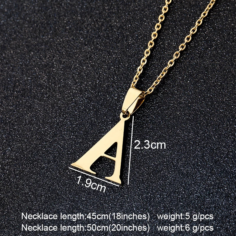 SONYA  A To Z Stainless Steel 26 Letters Initial Necklace For Women Alphabet Necklaces Pendants Friends Family Gifts Necklace