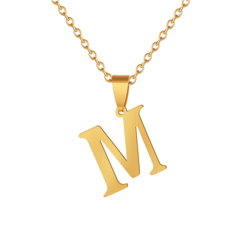 SONYA  A To Z Stainless Steel 26 Letters Initial Necklace For Women Alphabet Necklaces Pendants Friends Family Gifts Necklace