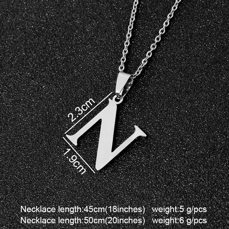 SONYA  A To Z Stainless Steel 26 Letters Initial Necklace For Women Alphabet Necklaces Pendants Friends Family Gifts Necklace