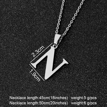 SONYA  A To Z Stainless Steel 26 Letters Initial Necklace For Women Alphabet Necklaces Pendants Friends Family Gifts Necklace