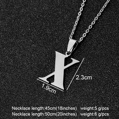 SONYA  A To Z Stainless Steel 26 Letters Initial Necklace For Women Alphabet Necklaces Pendants Friends Family Gifts Necklace