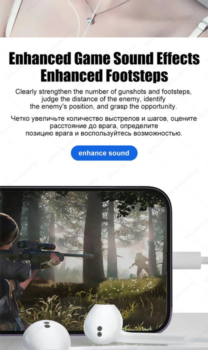 Original Wired Earphones For Apple iPhone 17 Pro Max16 15 14 13 12 11 Mini USB C Headphones Type C With Microphone Stereo Earbud
