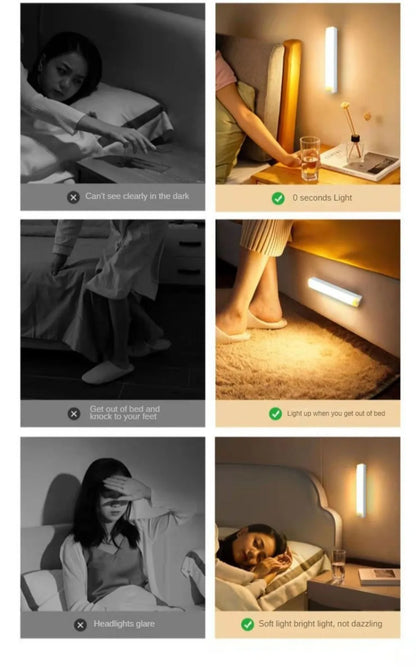 Motion Sensor LED Under Cabinet Light – Rechargeable Wireless Night Light for Kitchen, Closet & Bedroom
