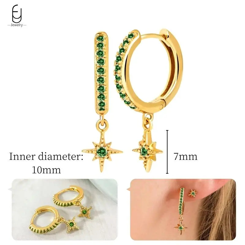 Green Zircon Gold-Tone Earrings