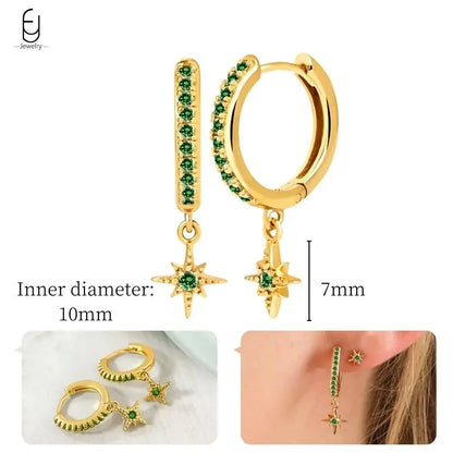 Green Zircon Gold-Tone Earrings