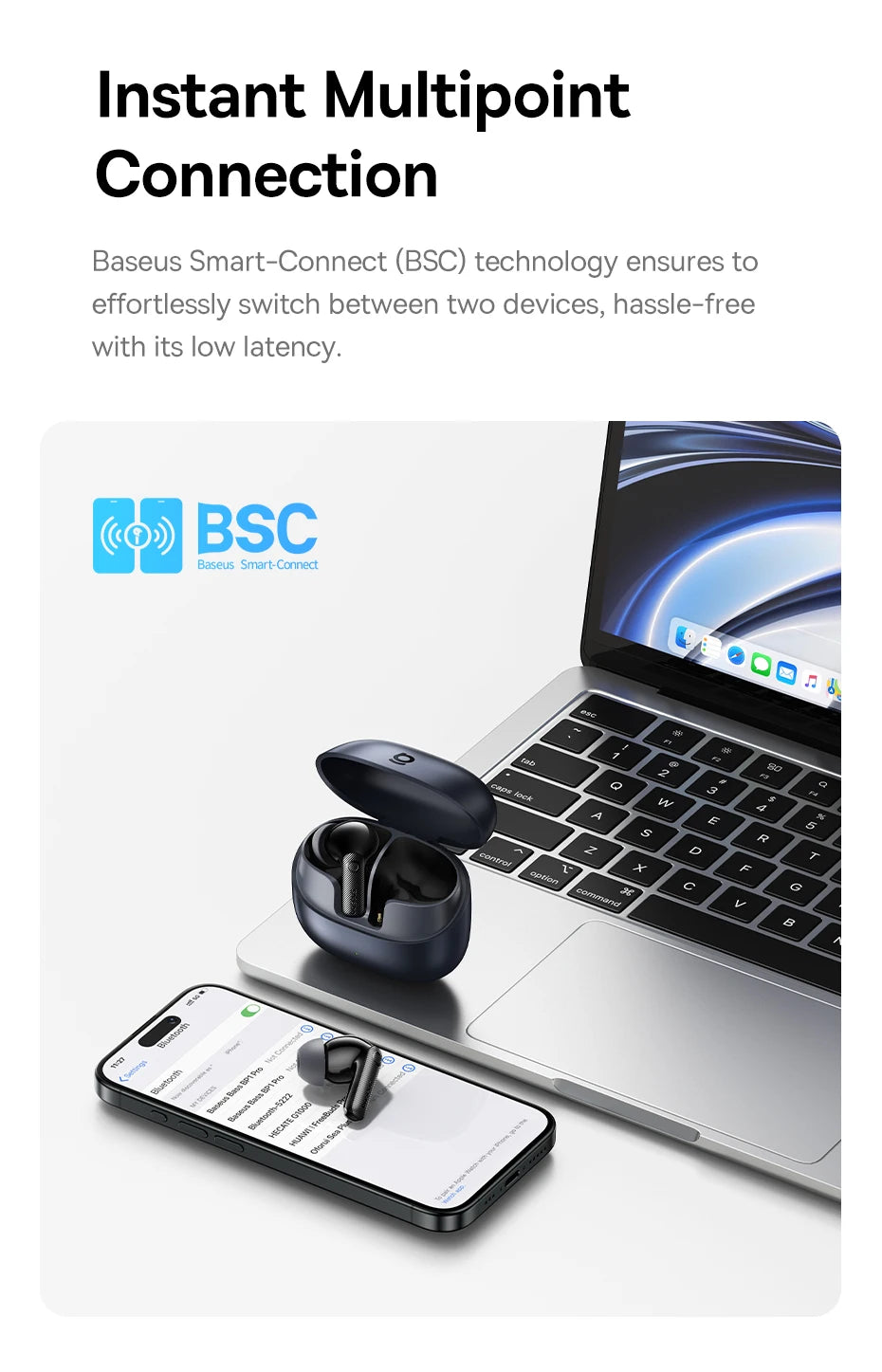 Baseus EP10 Pro ANC Wireless Earbuds – Bluetooth 6.0 Hi-Res Earphones with 50dB Noise Cancelling & 55H Playtime