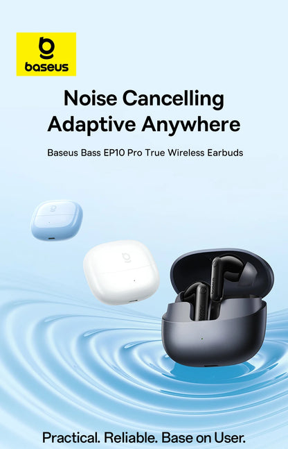 Baseus EP10 Pro ANC Wireless Earbuds – Bluetooth 6.0 Hi-Res Earphones with 50dB Noise Cancelling & 55H Playtime