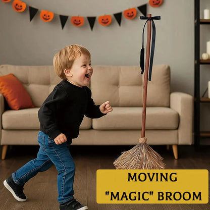 Animated Witch Broom Halloween Decor