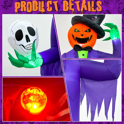 8FT Giant Light-Up Pumpkin Man Halloween Inflatable