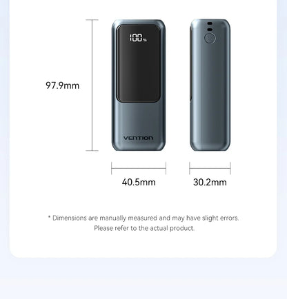 Vention 10000mAh Mini Power Bank – 22.5W Fast Charging Portable Charger with Built-in USB-C Cable & Free Shipping