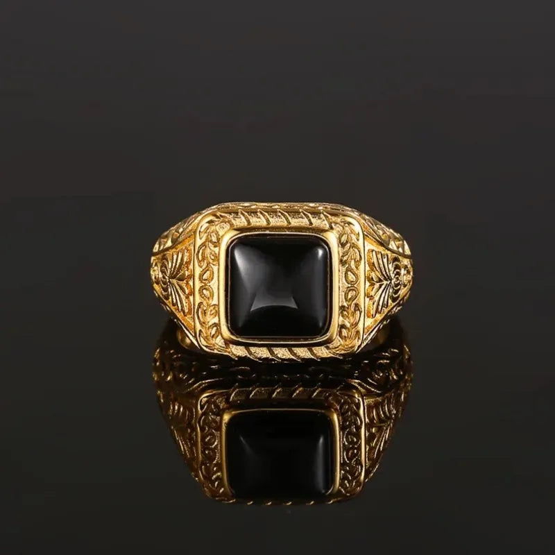 Vintage Black Square Stone Ring