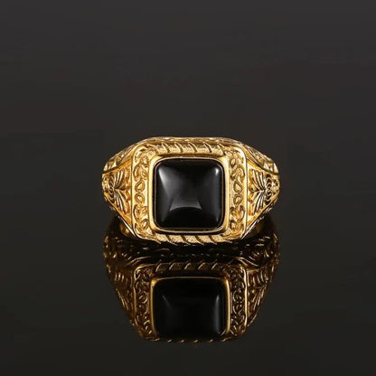 Vintage Black Square Stone Ring