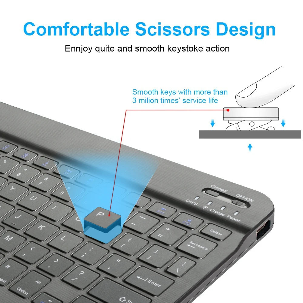 Slim Bluetooth Keyboard for iPad & Tablet