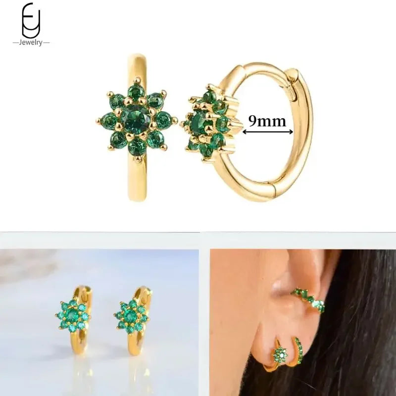 Green Zircon Gold-Tone Earrings
