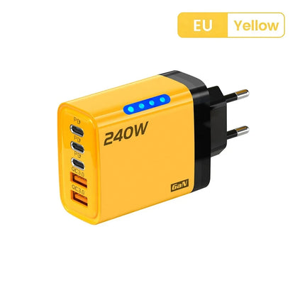 240W GaN USB-C Fast Charger – 5-in-1 Multi-Port Wall Charger for iPhone, Samsung, Xiaomi, Laptop & Tablet