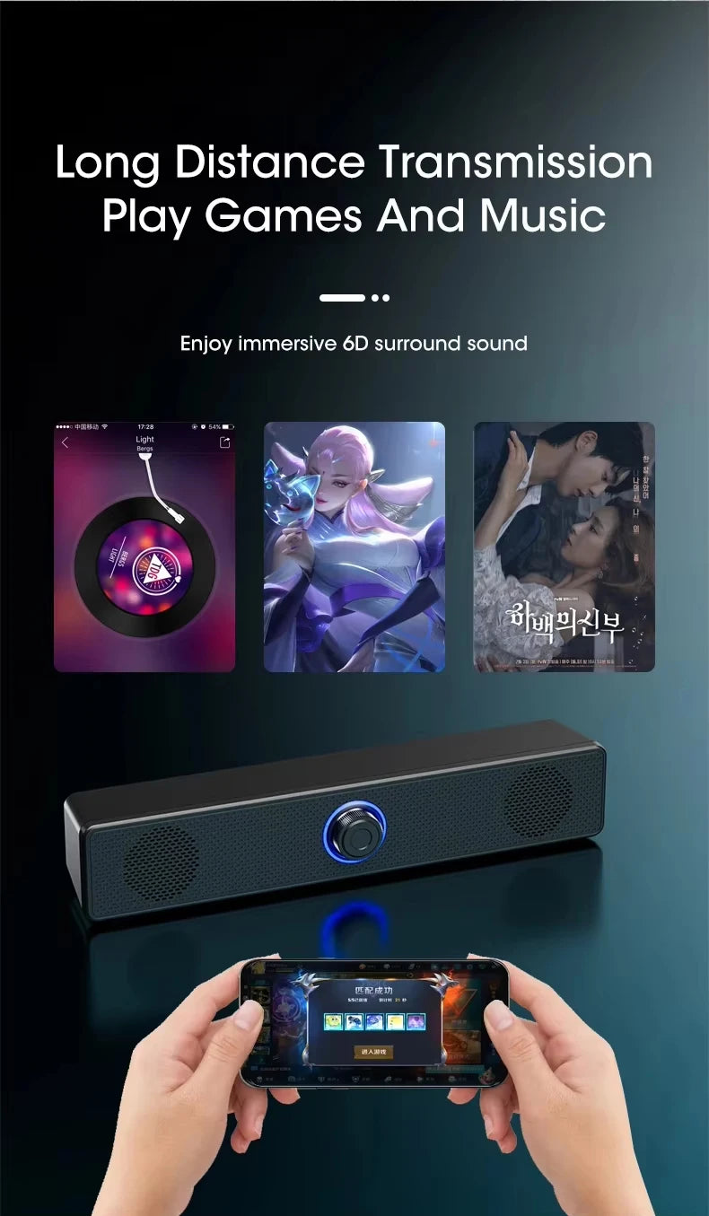 USB Powered PC Soundbar – Wired & Wireless Bluetooth Speaker for Laptop, TV, Gaming & Home Theater with Free Shipping