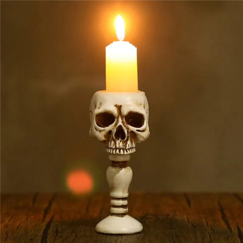 Gothic Skull Resin Candle Holder