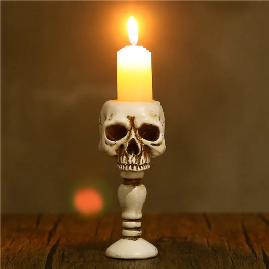 Gothic Skull Resin Candle Holder