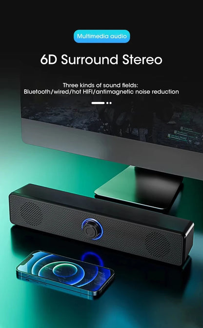 USB Powered PC Soundbar – Wired & Wireless Bluetooth Speaker for Laptop, TV, Gaming & Home Theater with Free Shipping