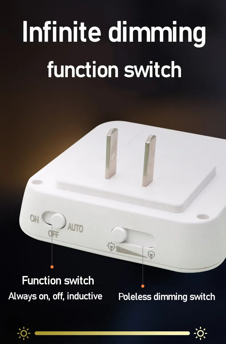 Plug-in LED Night Light with Motion Sensor – Adjustable Brightness Wall Lamp for Bedroom, Hallway & Bathroom
