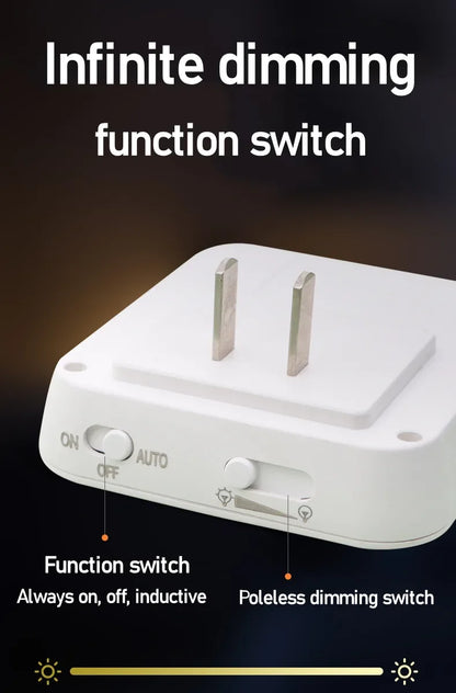 Plug-in LED Night Light with Motion Sensor – Adjustable Brightness Wall Lamp for Bedroom, Hallway & Bathroom