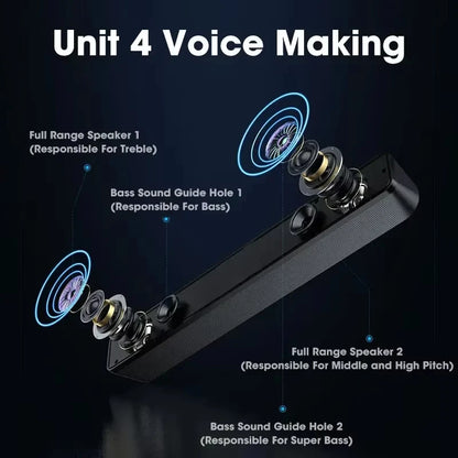 USB Powered PC Soundbar – Wired & Wireless Bluetooth Speaker for Laptop, TV, Gaming & Home Theater with Free Shipping