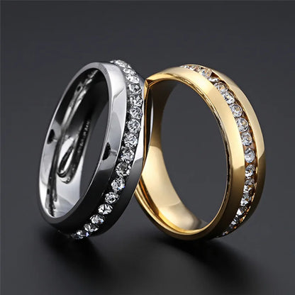 Stainless Steel CZ Band Ring