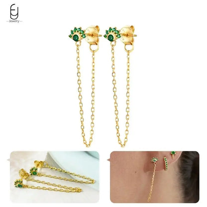 Green Zircon Gold-Tone Earrings