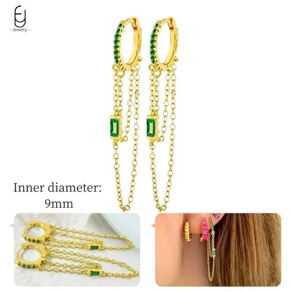Green Zircon Gold-Tone Earrings