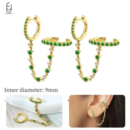 Green Zircon Gold-Tone Earrings