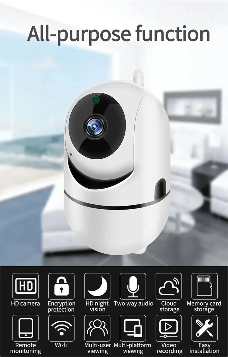 1080P WiFi Smart Security Camera – Mini Indoor IP Camera with Auto Tracking, Night Vision & Free Shipping